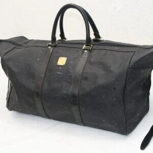 MCM Monogram Visetos Duffle Travel Bag - Black/Gold